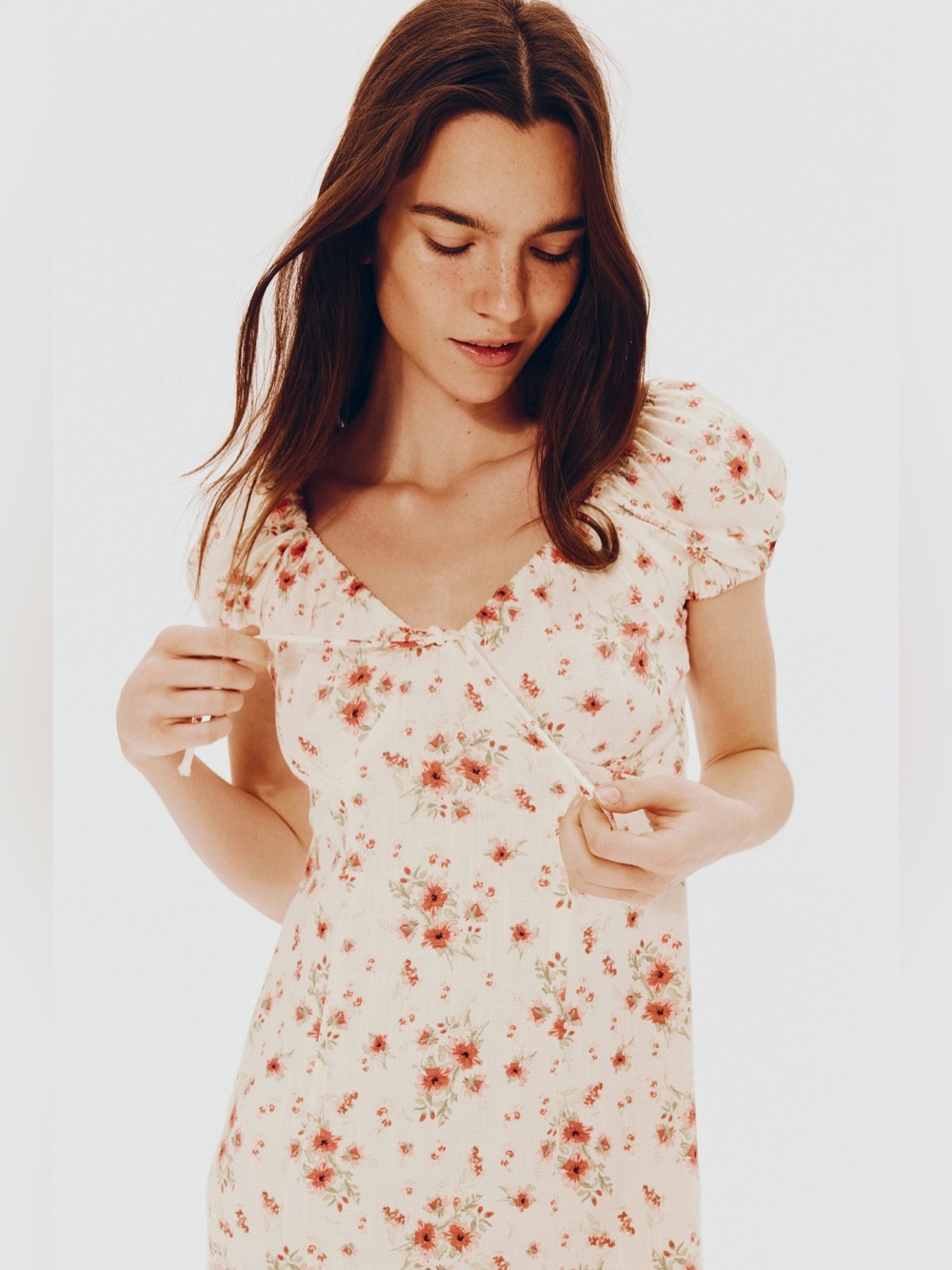 H&M Doen Style Tie-Detail Dress with Floral Print